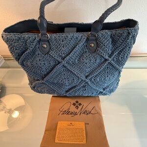Patricia Nash Blue Leadri Crochet Tote Bag